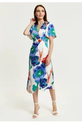 Liquorish Floral Print White Based Midi Wrap Dress sold by Goddiva product image thumbnail 3