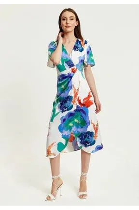 Liquorish Floral Print White Based Midi Wrap Dress sold by Goddiva product image thumbnail 4