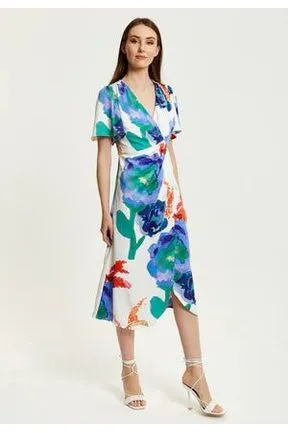 Liquorish Floral Print White Based Midi Wrap Dress sold by Goddiva product image thumbnail 2