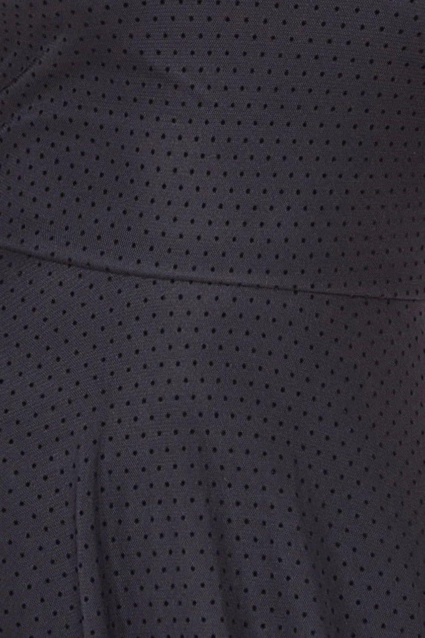 Dobby Mesh Feather Sleeve Hem Maxi Dress - Black by Goddiva sold by Goddiva product image thumbnail 5