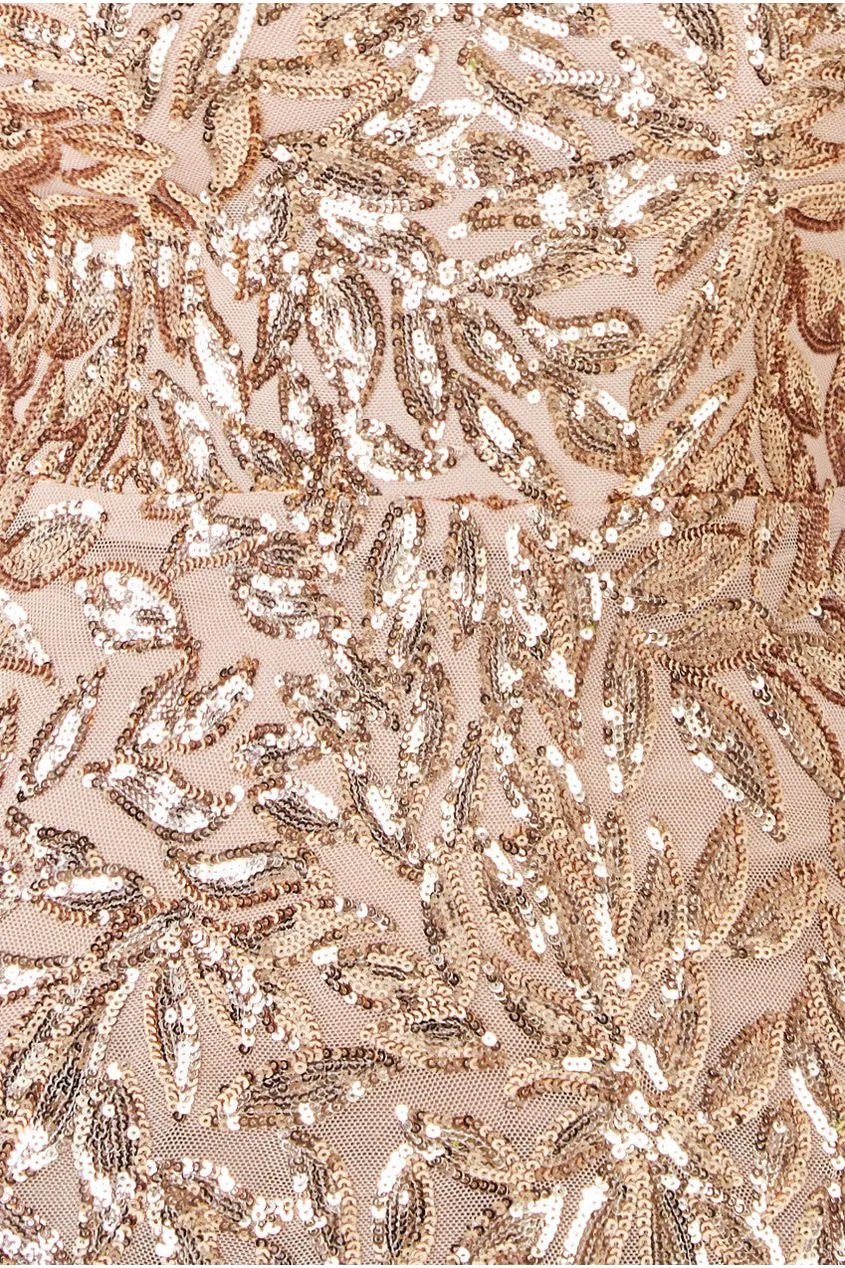Cross Back Diamante Strap Sequin Maxi - Gold by Goddiva sold by Goddiva product image thumbnail 5
