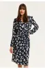 Liquorish Floral And Bird Print Midi Fake Wrap Dress In Black sold by Goddiva
