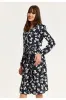 Liquorish Floral And Bird Print Midi Fake Wrap Dress In Black sold by Goddiva