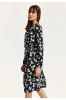 Liquorish Floral And Bird Print Midi Fake Wrap Dress In Black sold by Goddiva