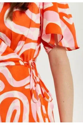 Liquorish Pink And Red Abstract Print Jumpsuit With Short Sleeves sold by Goddiva product image thumbnail 5