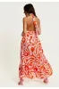 Liquorish Pink And Red Abstract Print Halter Neck Maxi Smock Dress sold by Goddiva
