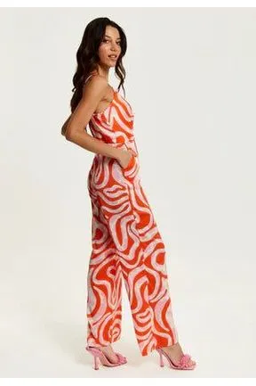 Pink And Red Abstract Print Jumpsuit by Liquorish sold by Goddiva product image thumbnail 4