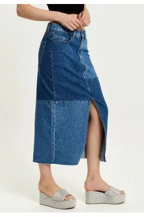 Liquorish Blue Denim Midi Skirt sold by Goddiva product image thumbnail 5