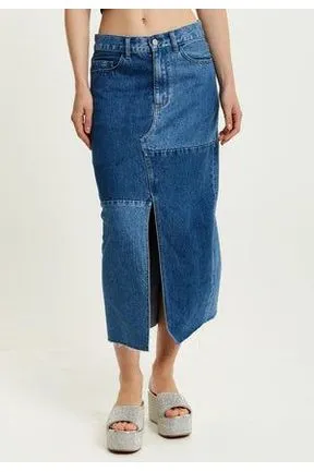 Liquorish Blue Denim Midi Skirt sold by Goddiva product image thumbnail 2