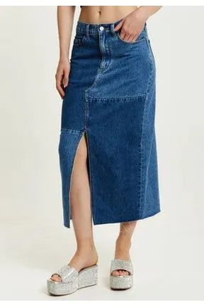 Liquorish Blue Denim Midi Skirt sold by Goddiva product image thumbnail 3