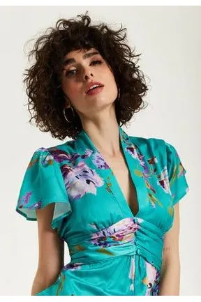 Liquorish Green Floral Jumpsuit With Short Sleeves sold by Goddiva product image thumbnail 5