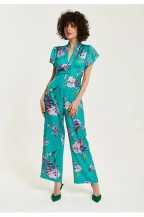 Liquorish Green Floral Jumpsuit With Short Sleeves sold by Goddiva product image thumbnail 2