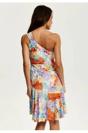 Liquorish Multicolour Floral Print One Shoulder Mini Dress sold by Goddiva product image thumbnail 5
