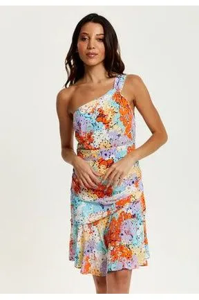 Liquorish Multicolour Floral Print One Shoulder Mini Dress sold by Goddiva product image thumbnail 2