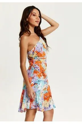 Liquorish Multicolour Floral Print One Shoulder Mini Dress sold by Goddiva product image thumbnail 4