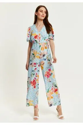 Liquorish Blue Floral Print Jumpsuit With Wide Legs sold by Goddiva product image thumbnail 3
