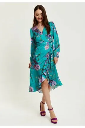 Liquorish Green Floral Print Midi Wrap Dress sold by Goddiva product image thumbnail 4