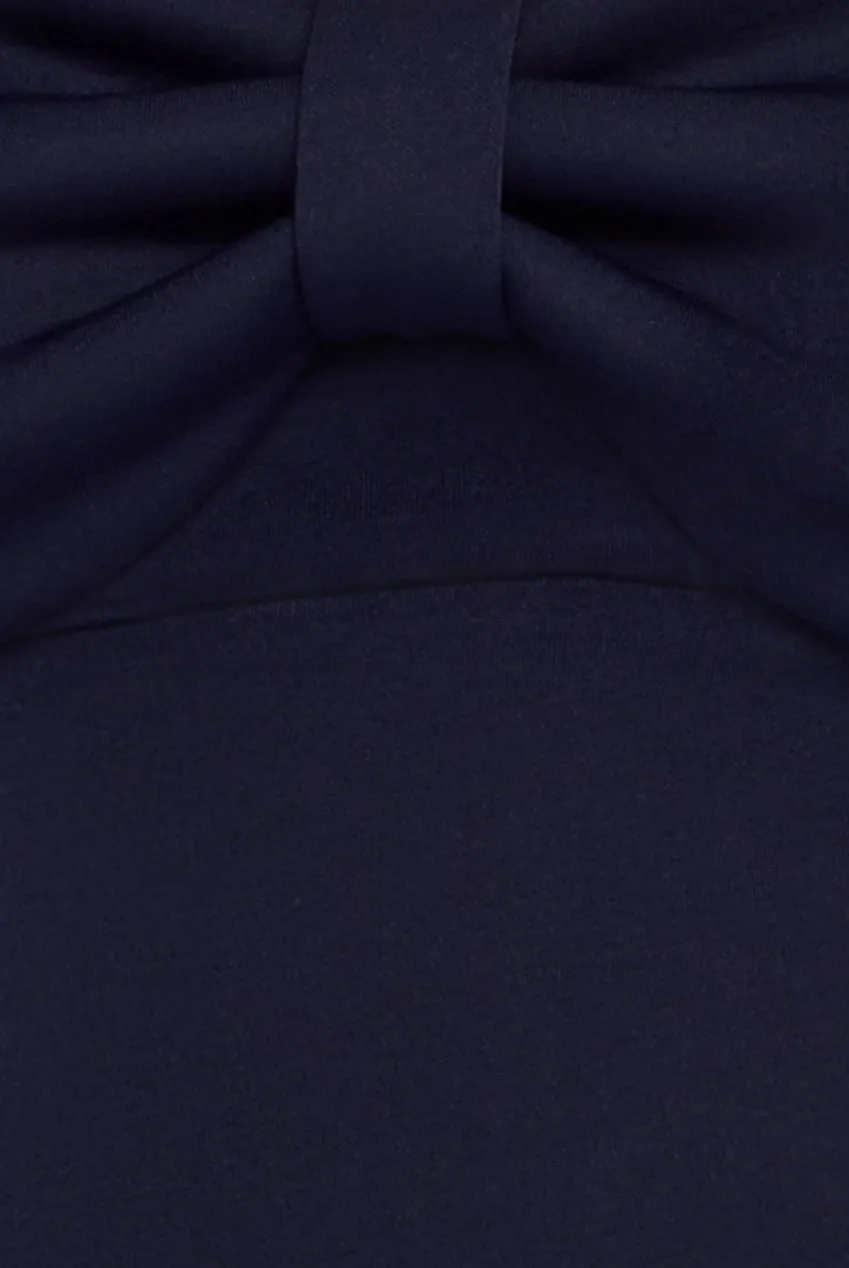 Bow Off The Shoulder A Line Midi Dress - Navy Blue by Goddiva sold by Goddiva product image thumbnail 4