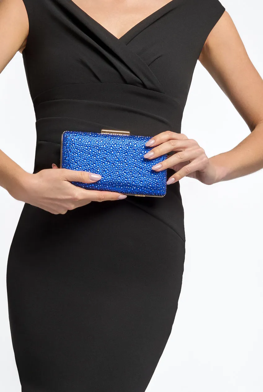 Royal Blue Glitter Evening Clutch Bag by Aftershock London sold by Goddiva