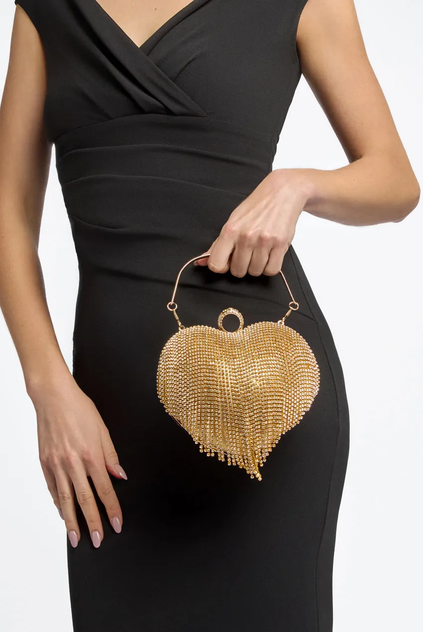 Gold Heart Diamante Evening Bag by Aftershock London sold by Goddiva product image thumbnail 5