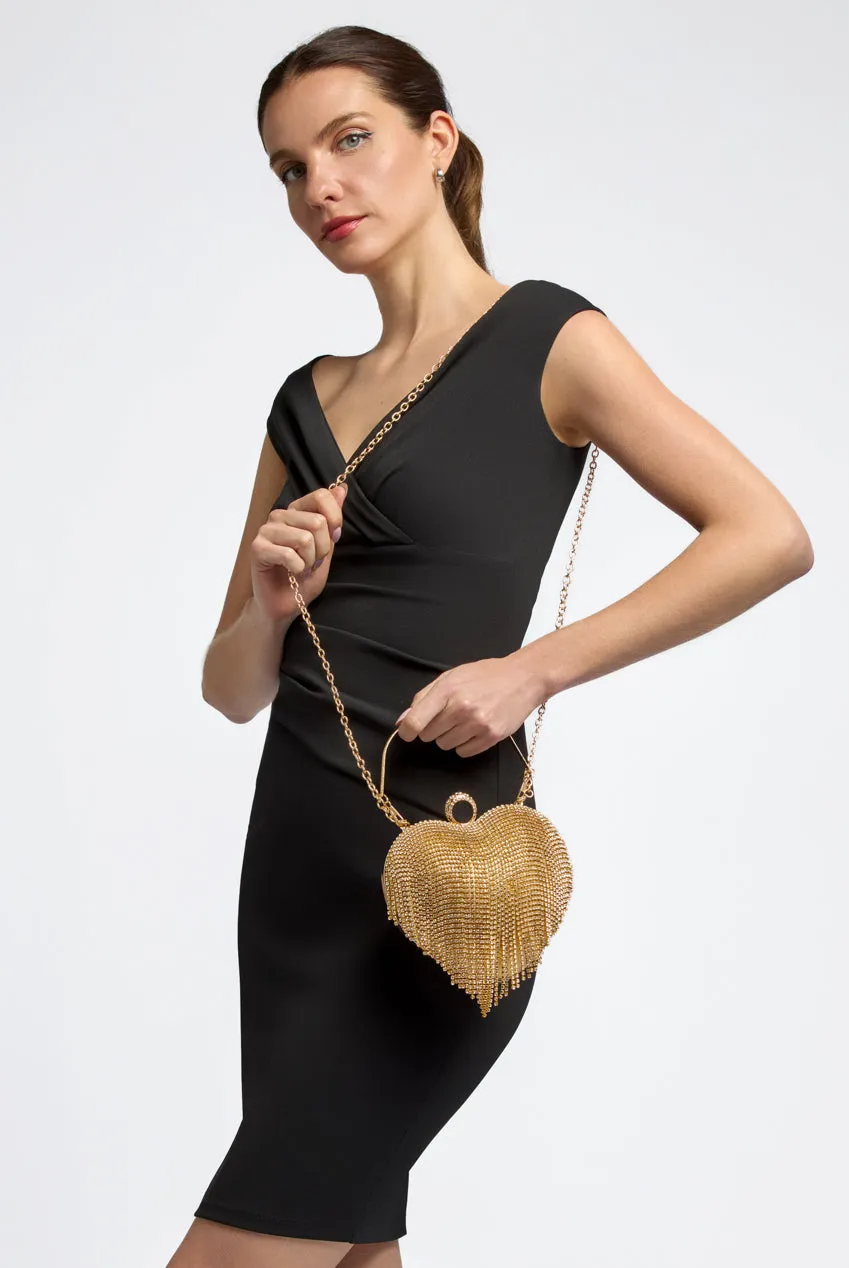 Gold Heart Diamante Evening Bag by Aftershock London sold by Goddiva product image thumbnail 2
