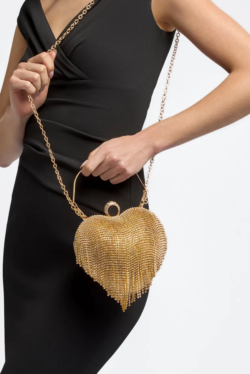 Gold Heart Diamante Evening Bag by Aftershock London sold by Goddiva product image thumbnail 3