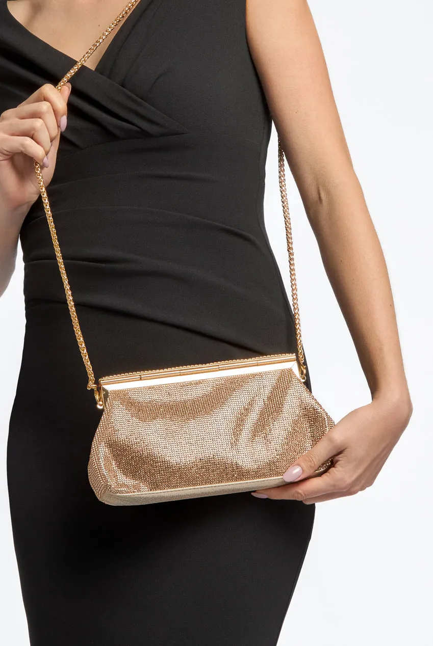 Rose Gold Diamante Clutch Bag by Aftershock London sold by Goddiva product image thumbnail 5