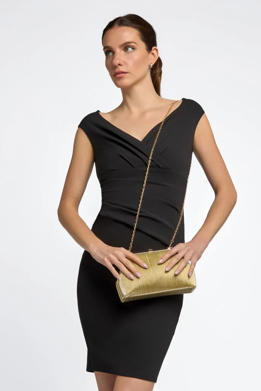 Gold Glitter Clutch Bag With Removable Chain by Aftershock London sold by Goddiva product image thumbnail 2