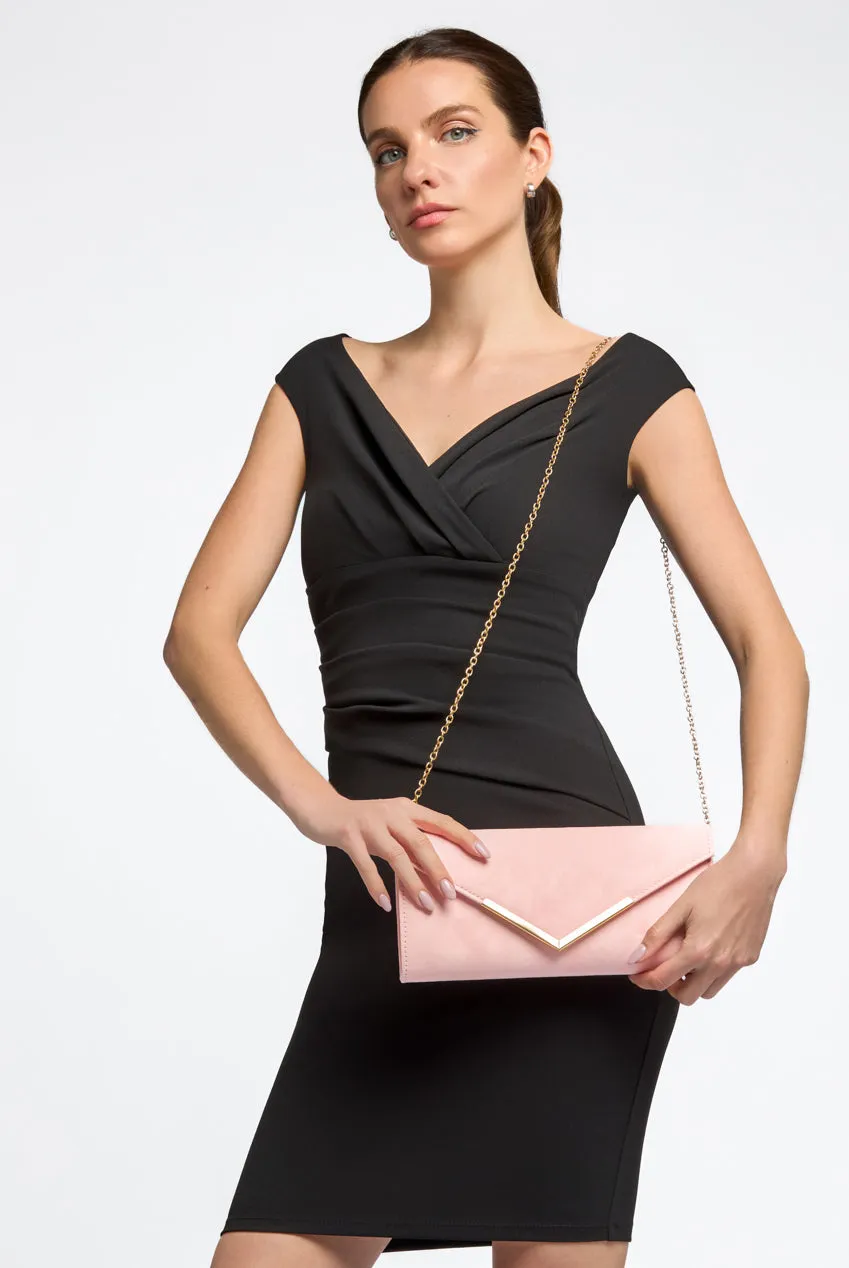 Pink Suede Envelope Clutch Bag by Aftershock London sold by Goddiva product image thumbnail 5