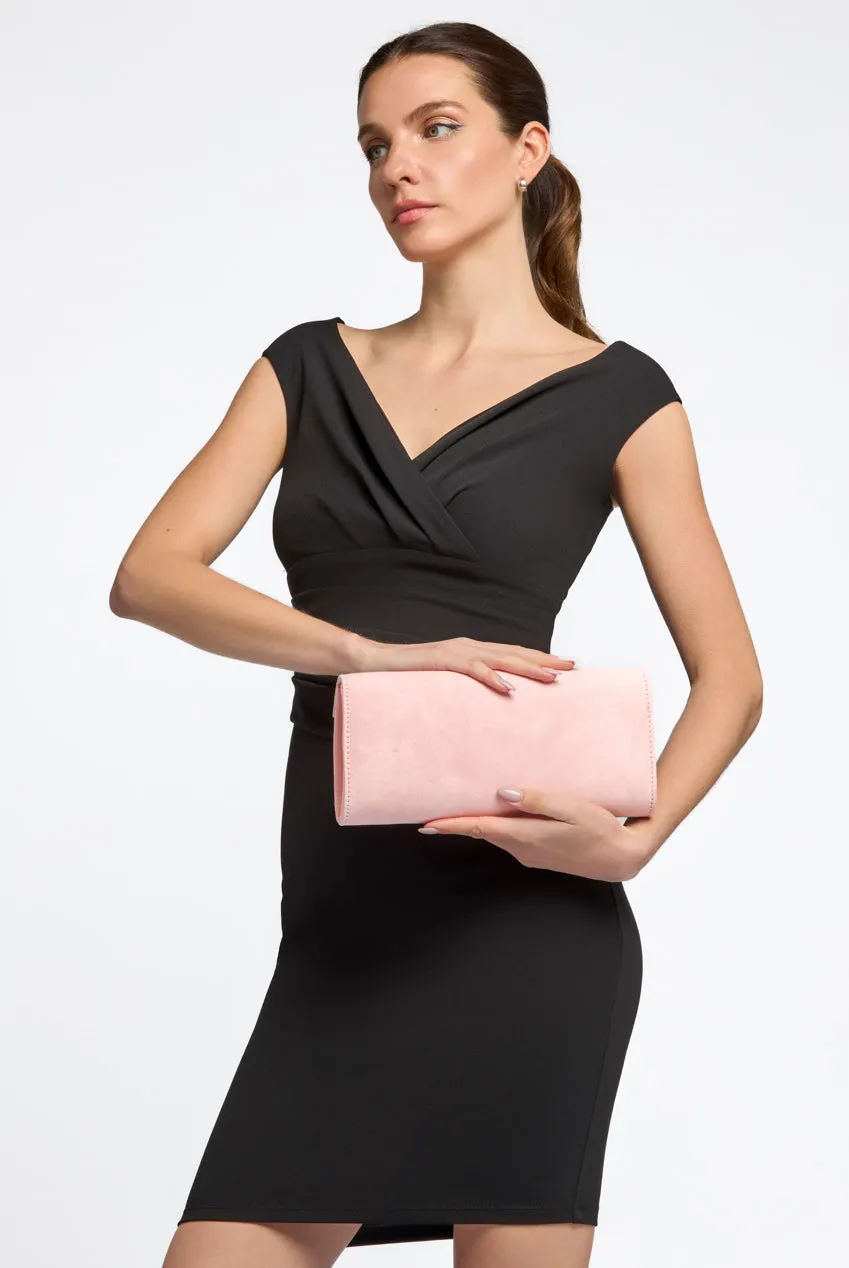 Pink Suede Envelope Clutch Bag by Aftershock London sold by Goddiva product image thumbnail 2