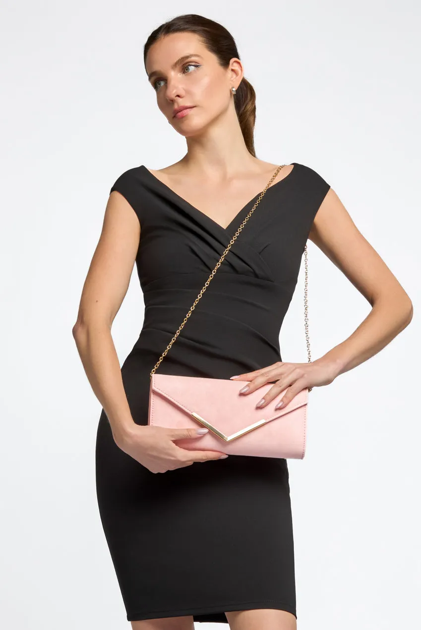 Pink Suede Envelope Clutch Bag by Aftershock London sold by Goddiva product image thumbnail 3