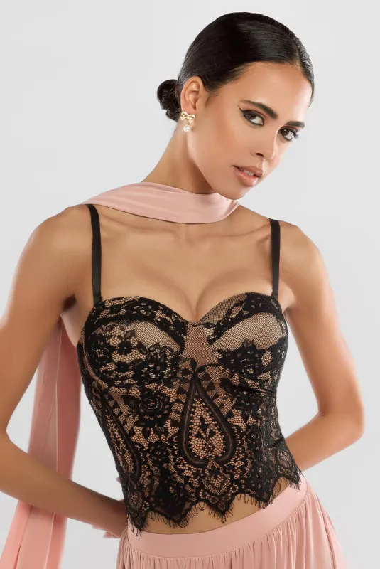 Goddiva Embroidered Lace Corset sold by Goddiva