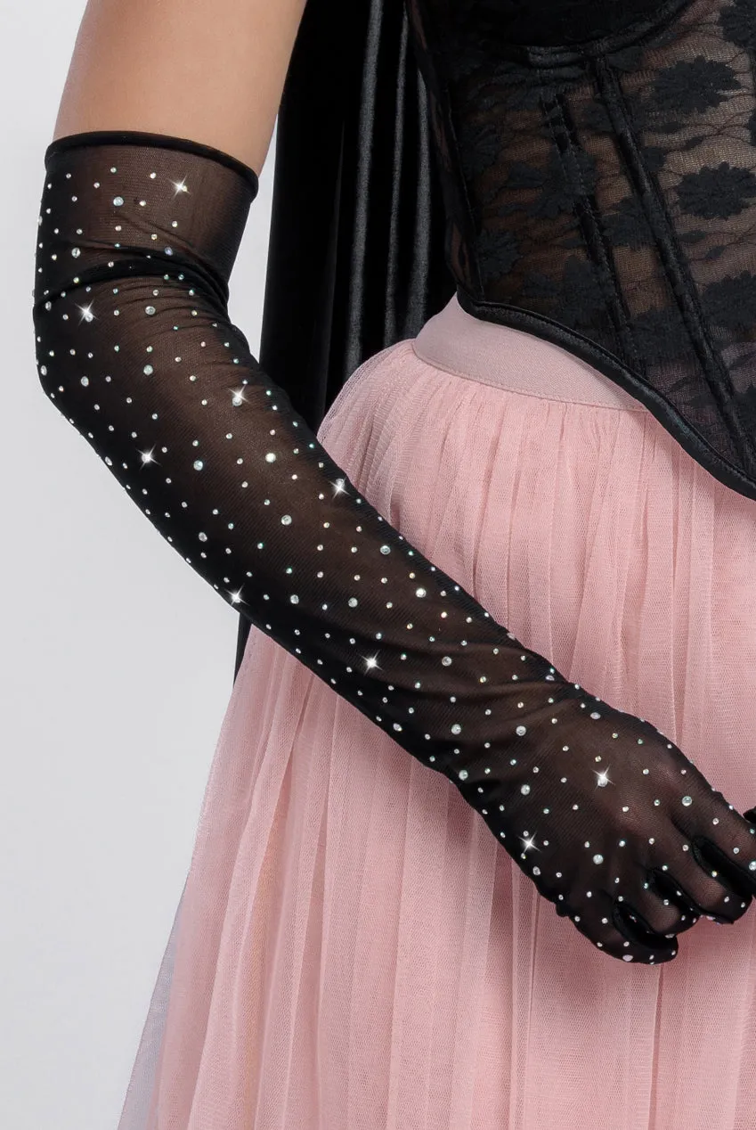 Diamante Embellished Mesh Gloves by Goddiva sold by Goddiva product image thumbnail 2
