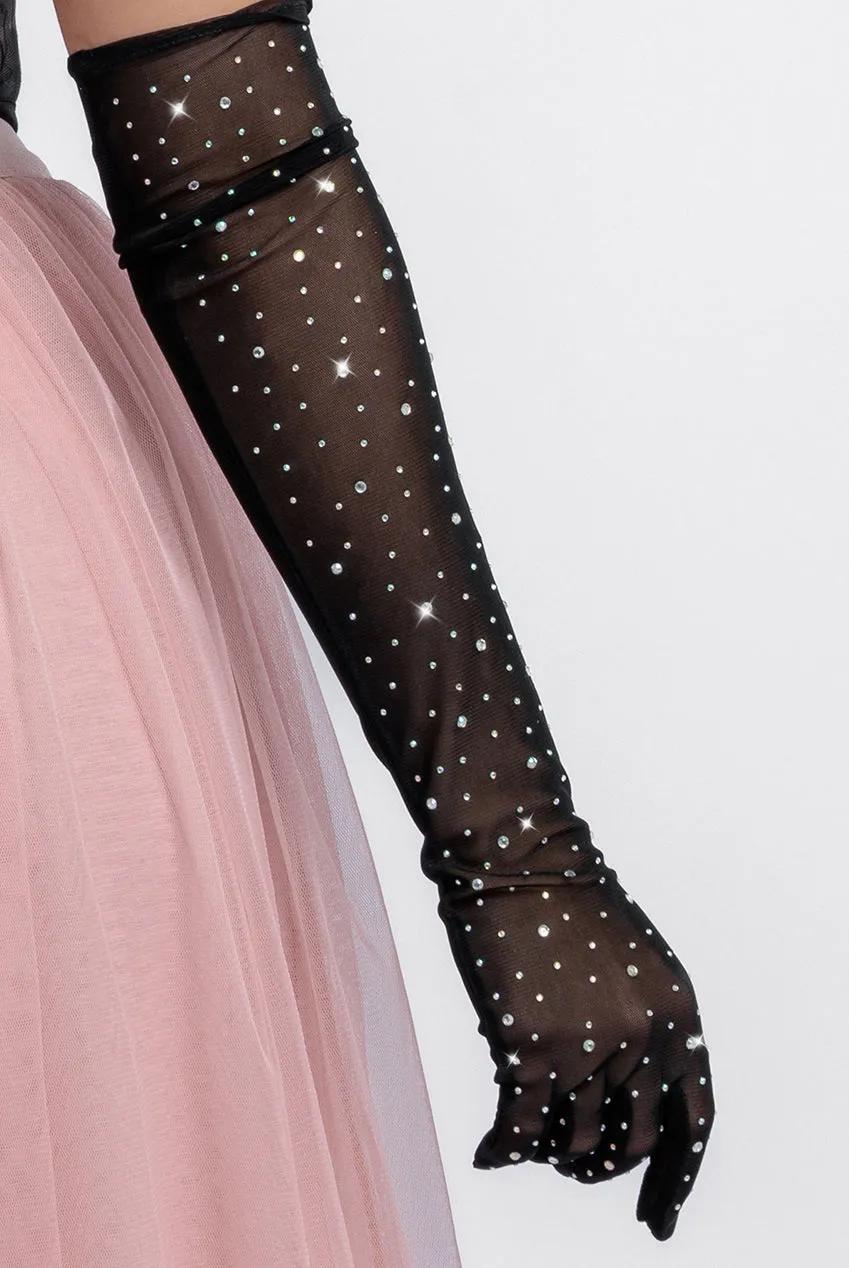 Diamante Embellished Mesh Gloves by Goddiva sold by Goddiva product image thumbnail 3
