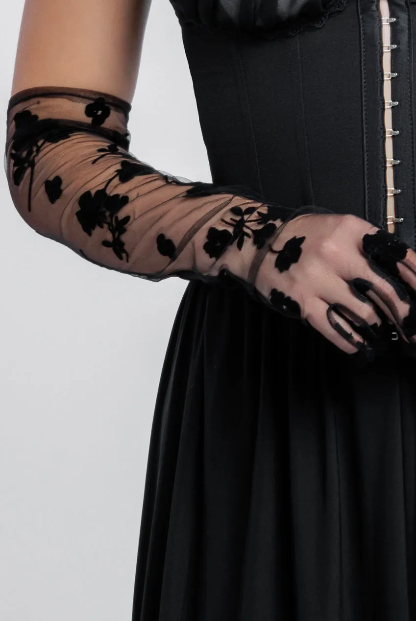 Embroidered Stretch Mesh Gloves by Goddiva sold by Goddiva product image thumbnail 2