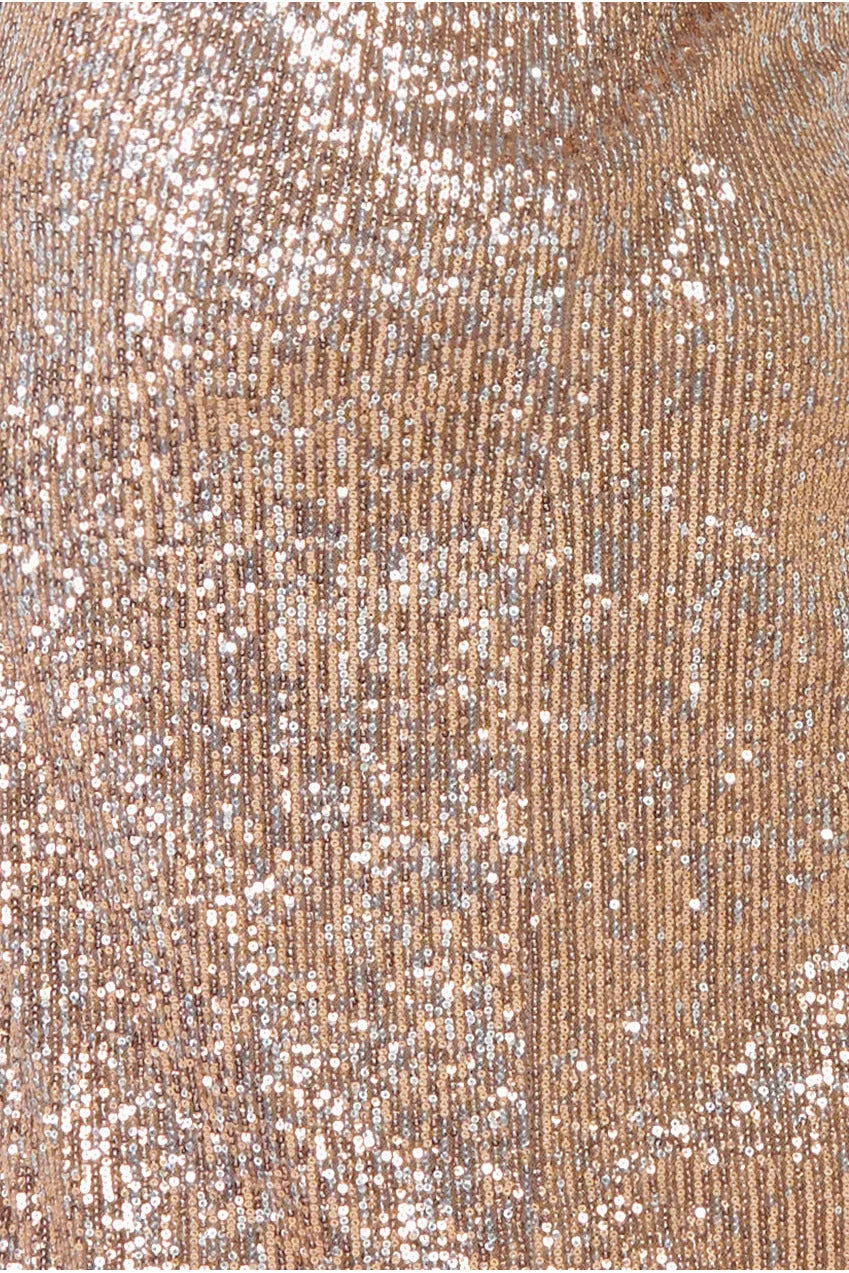 Wrap Style Sequin Midi Dress - Champagne by Goddiva sold by Goddiva product image thumbnail 4