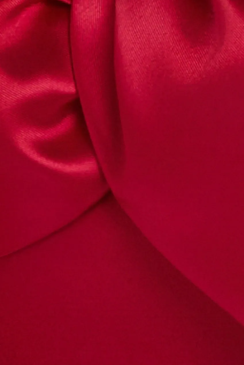 Twist Knot Satin & Scuba Bardot High Low Midi Dress - Magenta by Goddiva sold by Goddiva product image thumbnail 4