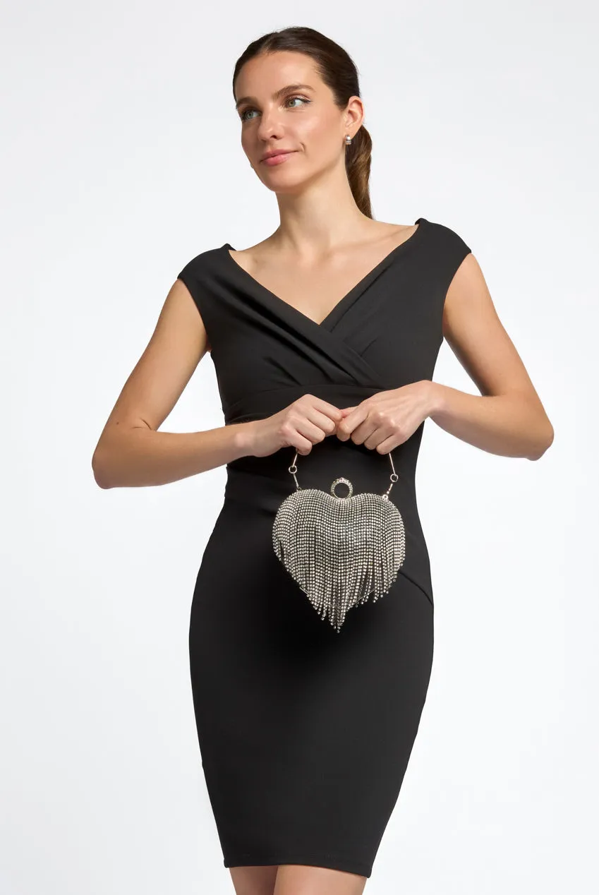 Black Heart Diamante Evening Bag by Aftershock London sold by Goddiva product image thumbnail 2
