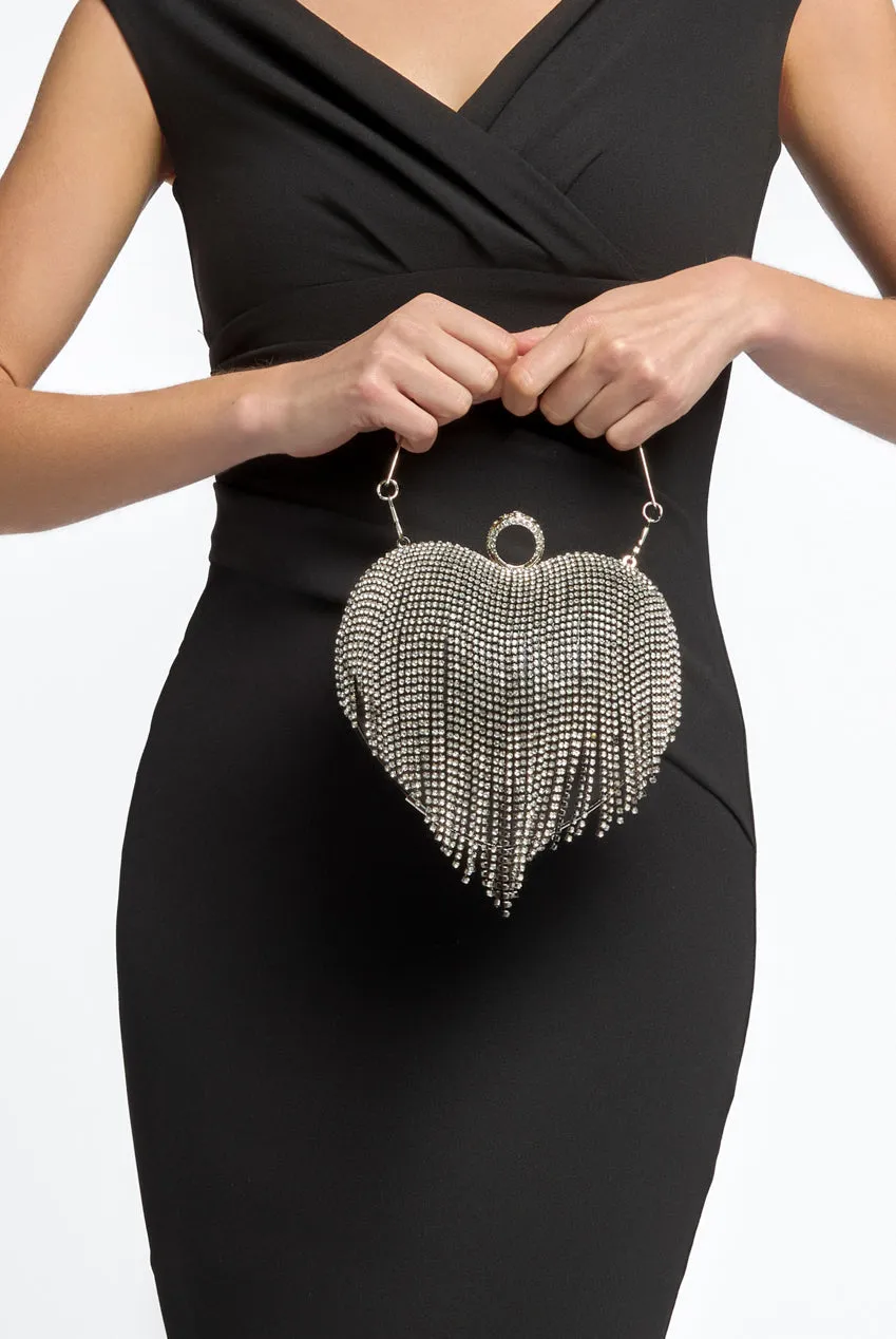 Black Heart Diamante Evening Bag by Aftershock London sold by Goddiva product image thumbnail 3