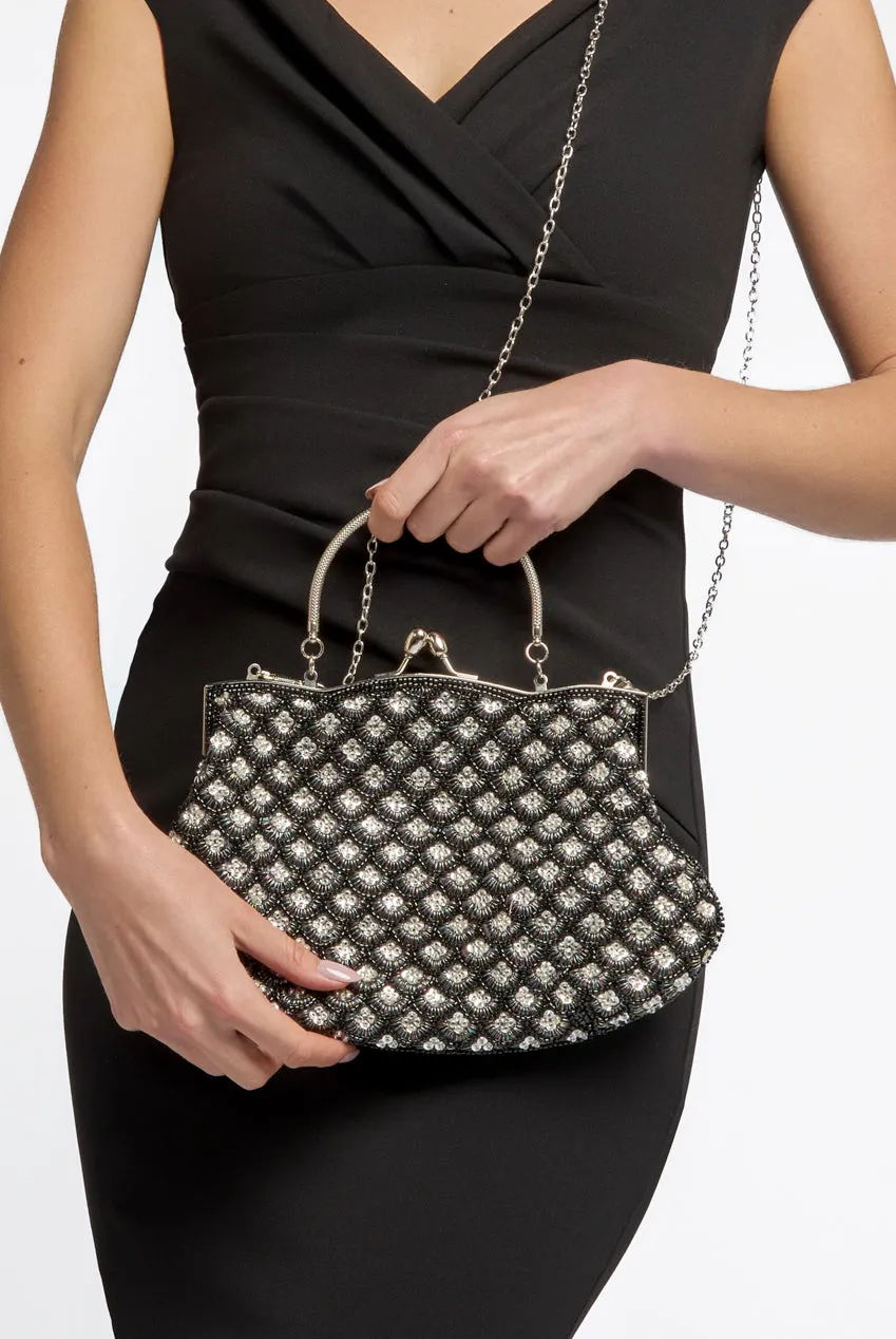 Black Beaded Soft Clutch Bag by Aftershock London sold by Goddiva product image thumbnail 5