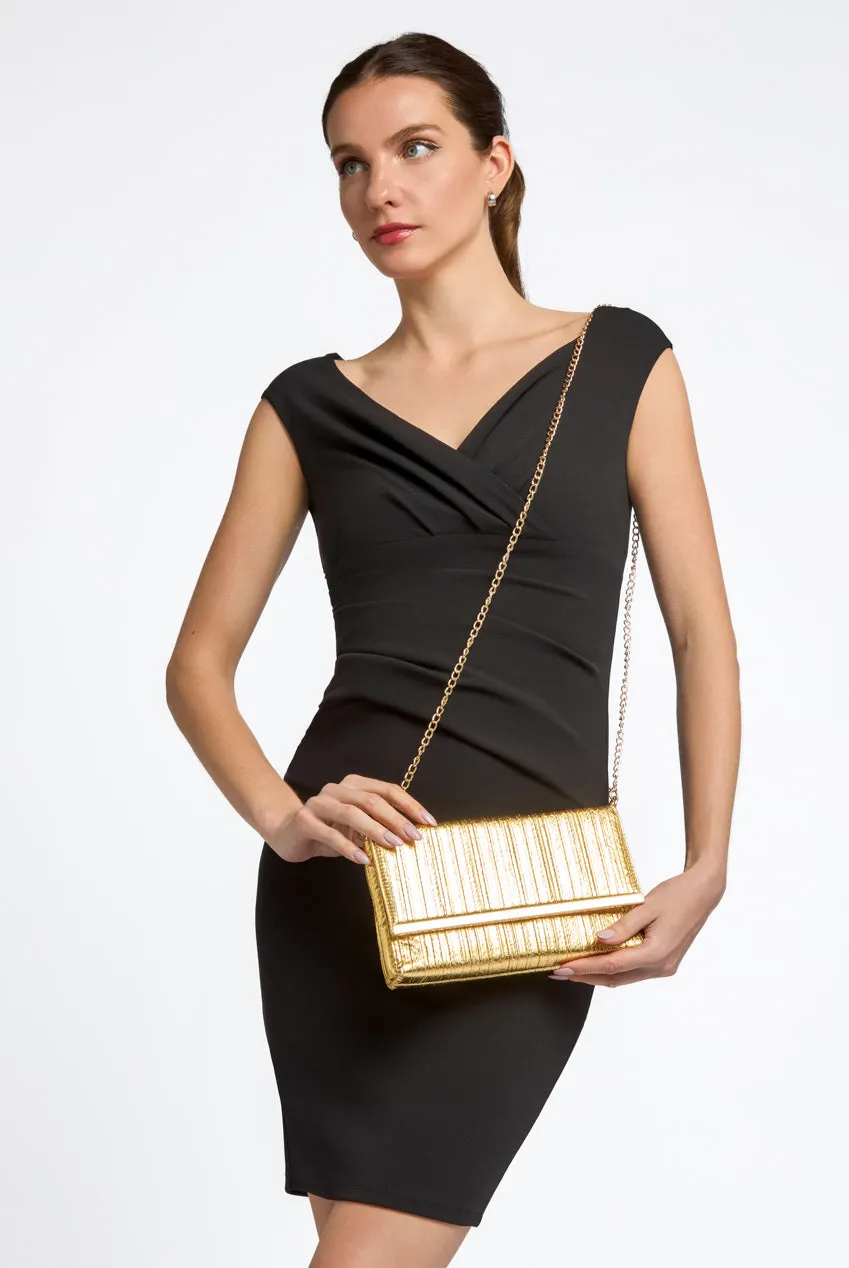 Gold Pleated Clutch Bag by Aftershock London sold by Goddiva product image thumbnail 3