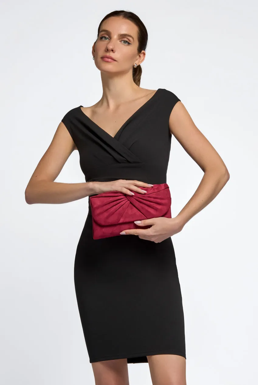 Burgundy Suede Clutch Bag With Knot Detail by Aftershock London sold by Goddiva product image thumbnail 4