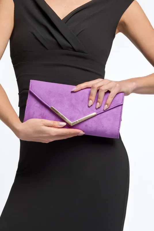 Purple Suede Envelope Clutch Bag by Aftershock London sold by Goddiva