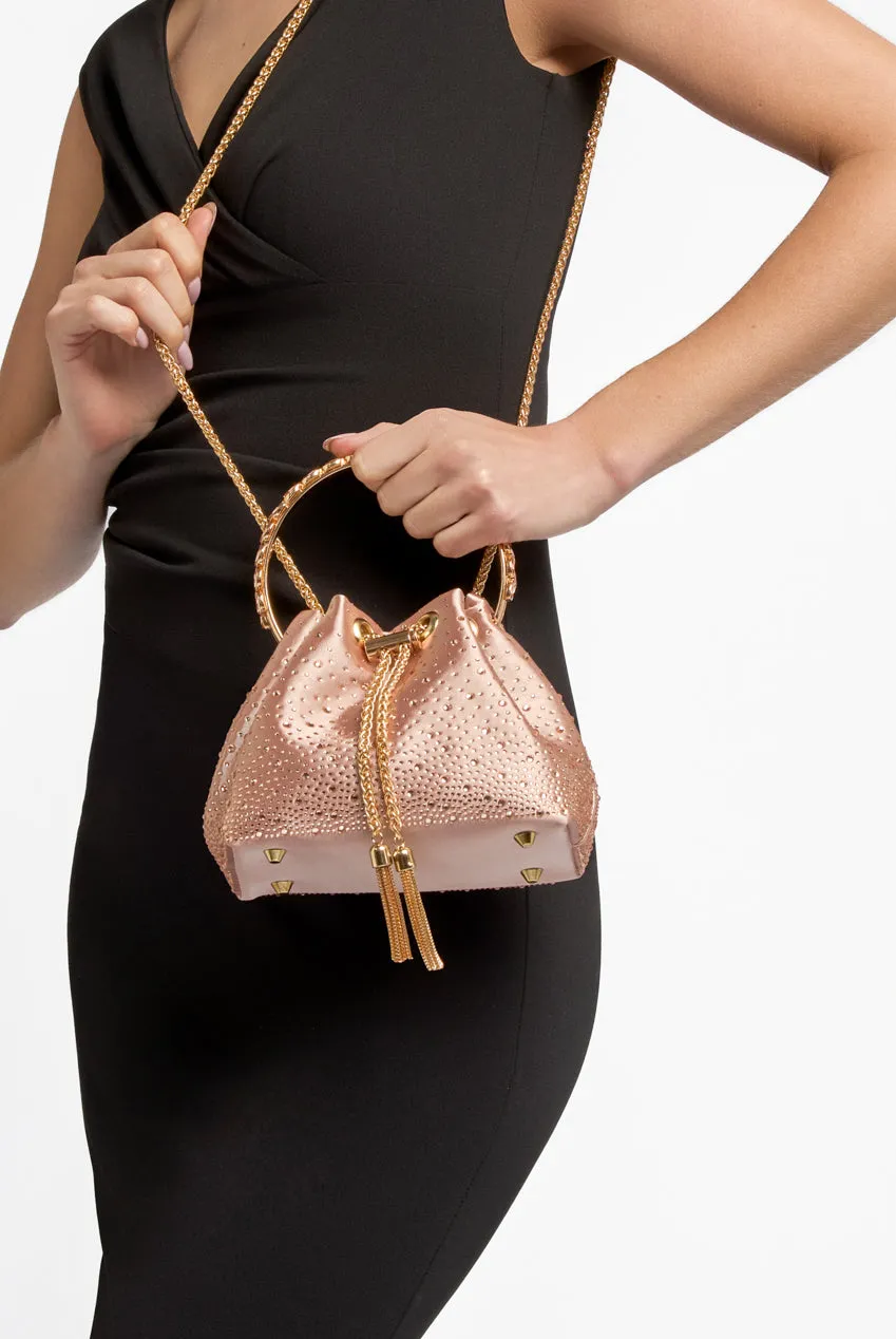 Rose Gold Embellished Top Handle Evening Bag by Aftershock London sold by Goddiva product image thumbnail 4