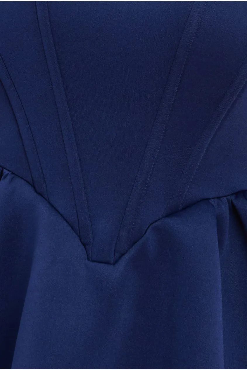 Sleeveless Corset Fit & Flare Midi Dress - Navy Blue by Goddiva sold by Goddiva product image thumbnail 4