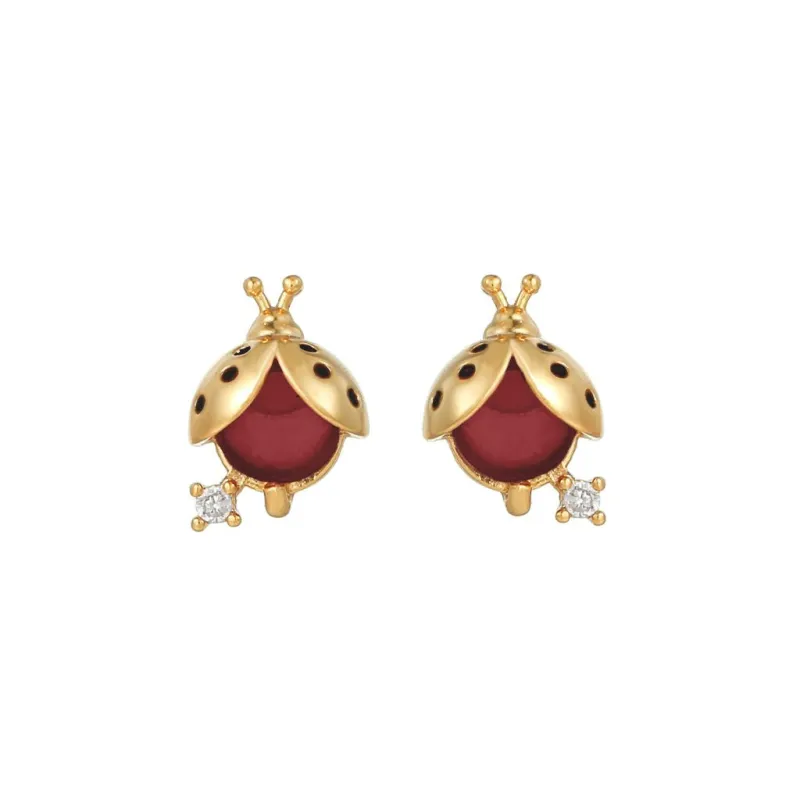 Ladybird Stud Earring In Red & Gold by Last True Angel sold by Goddiva