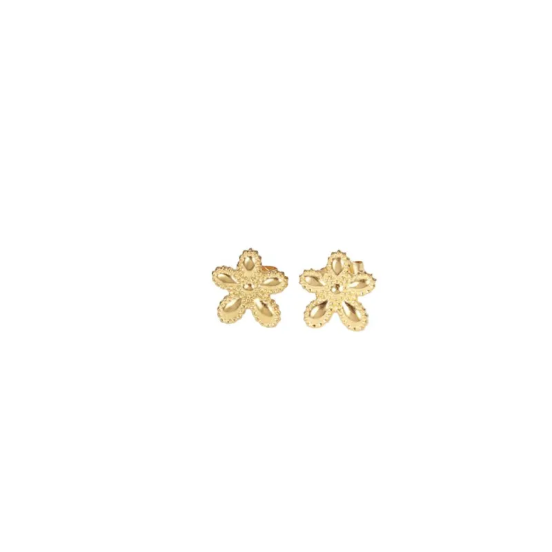 Mini Flower Surround Detail Stud Earring In Gold by Last True Angel sold by Goddiva