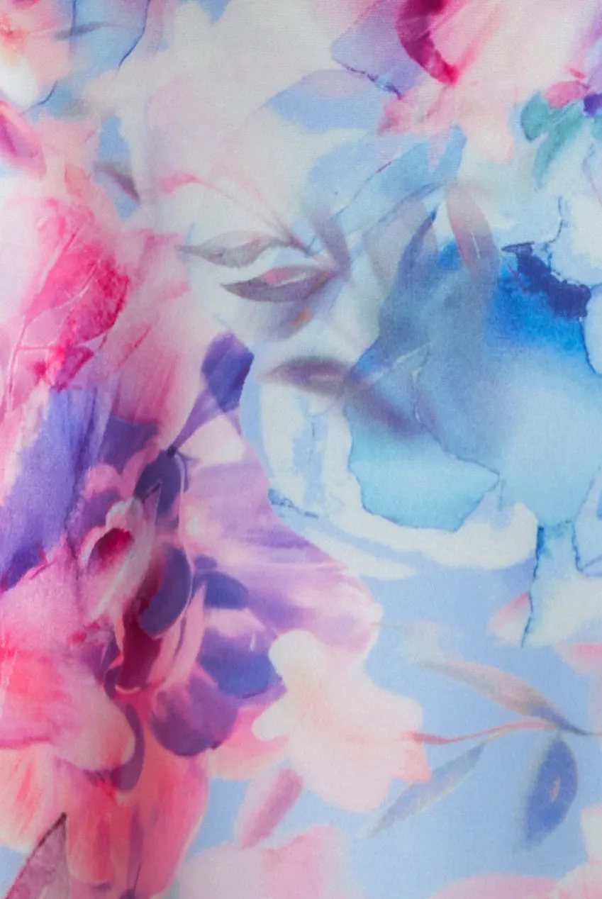 Printed Scuba Square Neck Puff Sleeve Midi Dress - Blue by Goddiva sold by Goddiva product image thumbnail 4