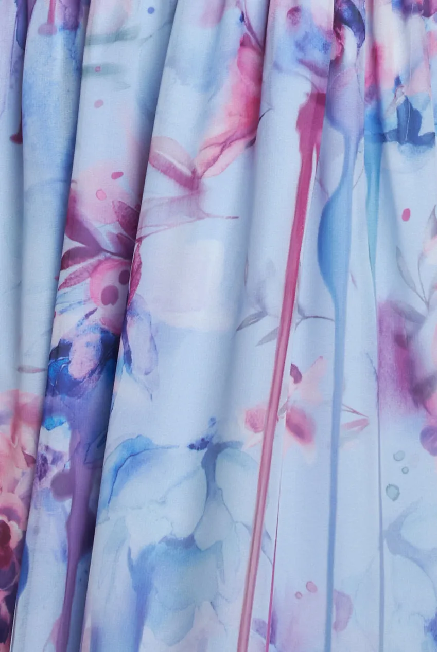 Floral Printed Chiffon Halter Maxi Dress - Blue by Goddiva sold by Goddiva product image thumbnail 4