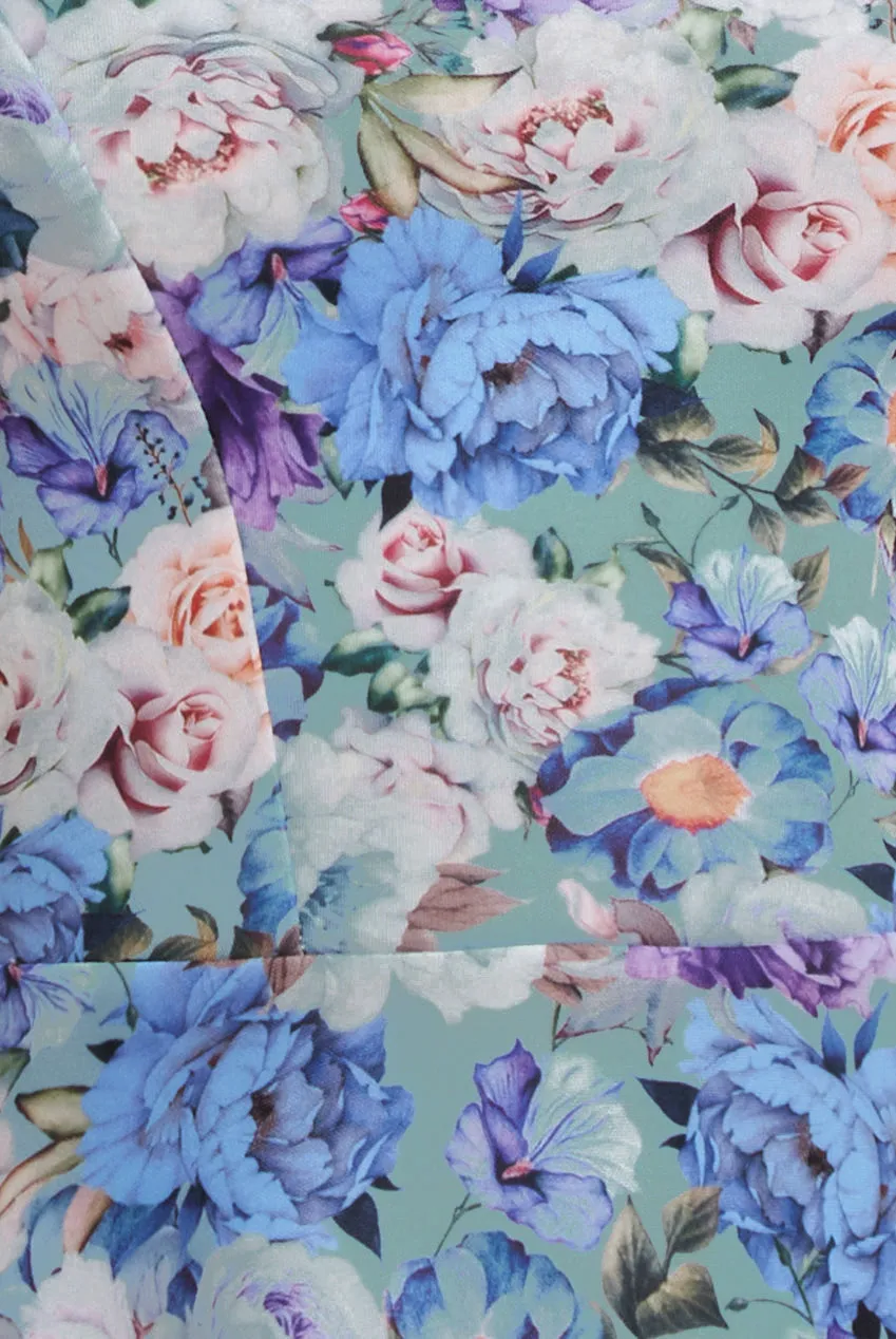 Floral Print A-Line Sweetheart Midi Dress - Sage Green by Goddiva sold by Goddiva product image thumbnail 4